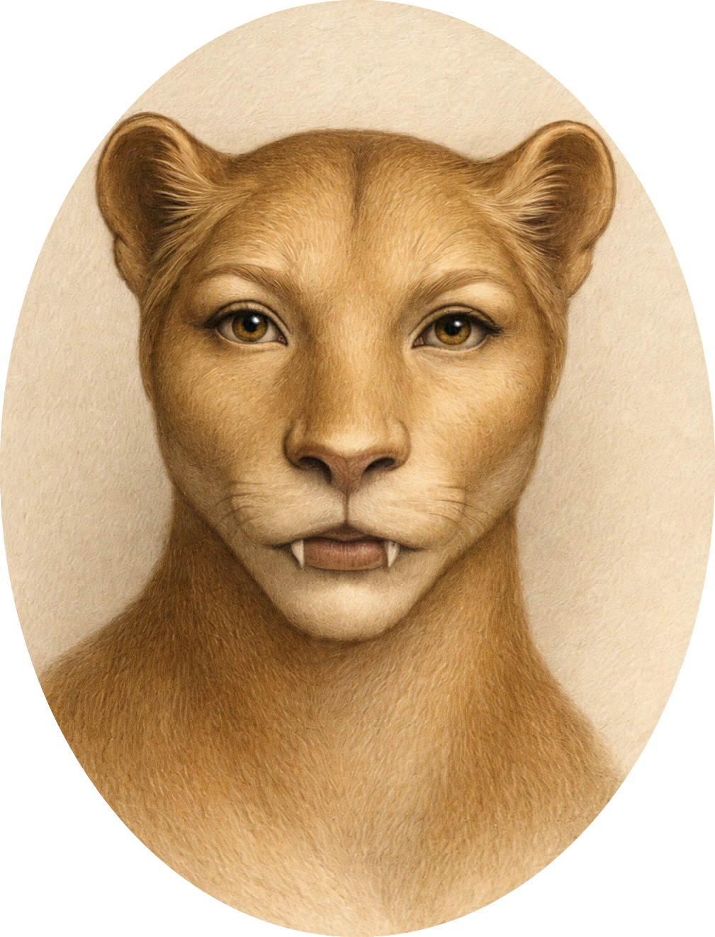 Golden-eyed lioness in portrait frame